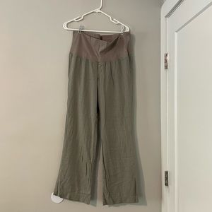 Gray linen maternity pants